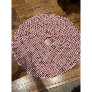 Christmas Tree Skirt Handmade Patchwork Quilt Design Rickrack  Reversible VTG 48